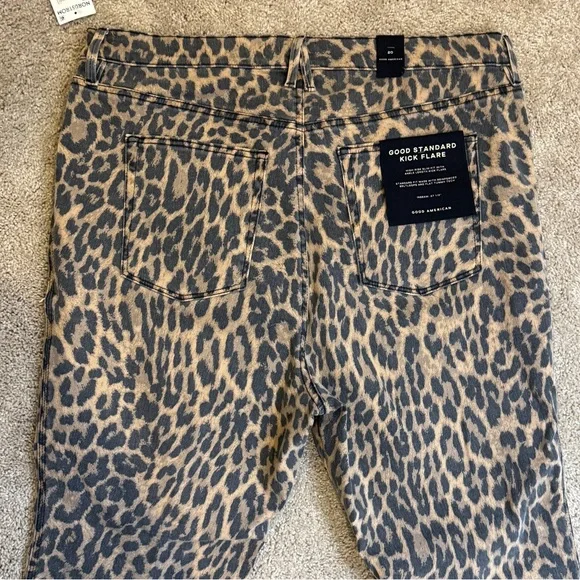 Good American Kick Flare Leopard Print Women Jeans Size 20 Plus - Picture 7 of 9